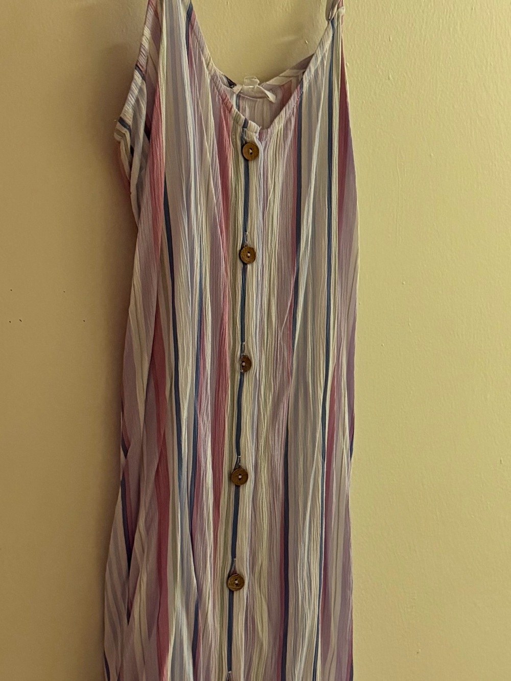 Striped Button-Front Mini Dress in Pink, Blue & White